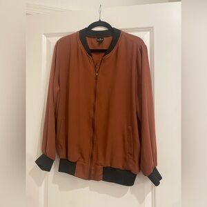 Rust Bomber Jacket with Black Accents